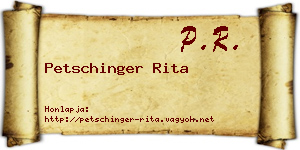 Petschinger Rita névjegykártya